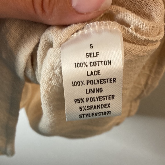 Beige Cream Linen Lace Top - Picture 9 of 10